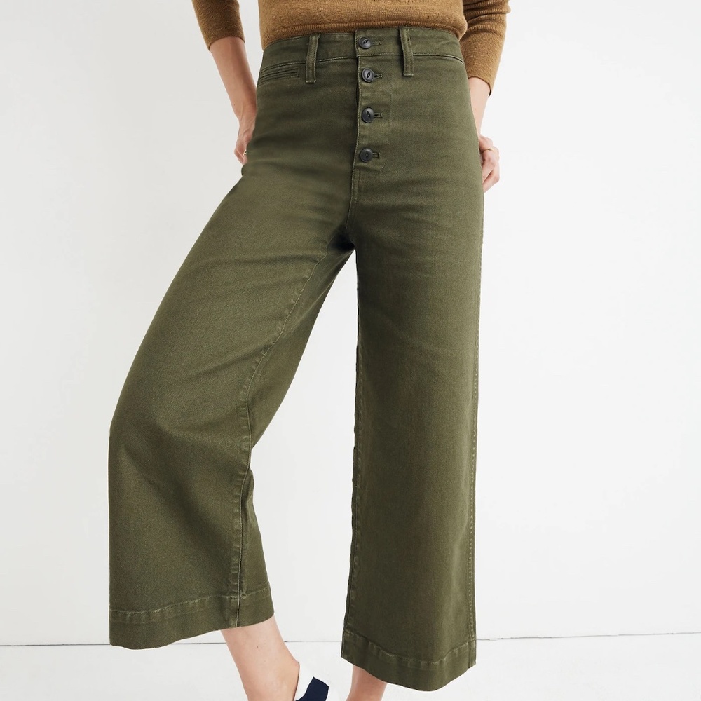 MADEWELL Wide-Leg Crop Pants: Button-Front Edition